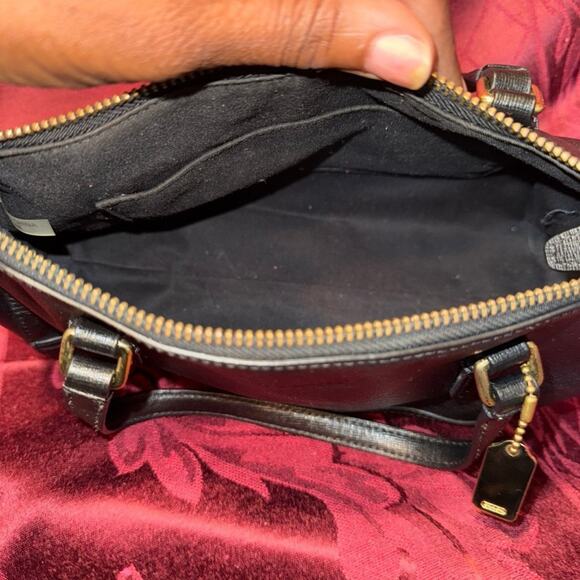 RARE Coach New York Black Saffiano Leather/ Polished Brass Satchel - Picture 2 of 6